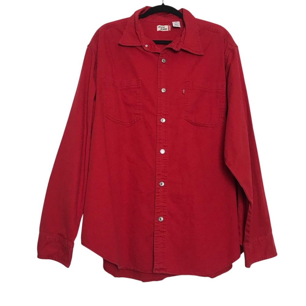 Levi's Preppy Red Long Sleeve Button-Up Shirt Mens Size XL Chore Western Holiday